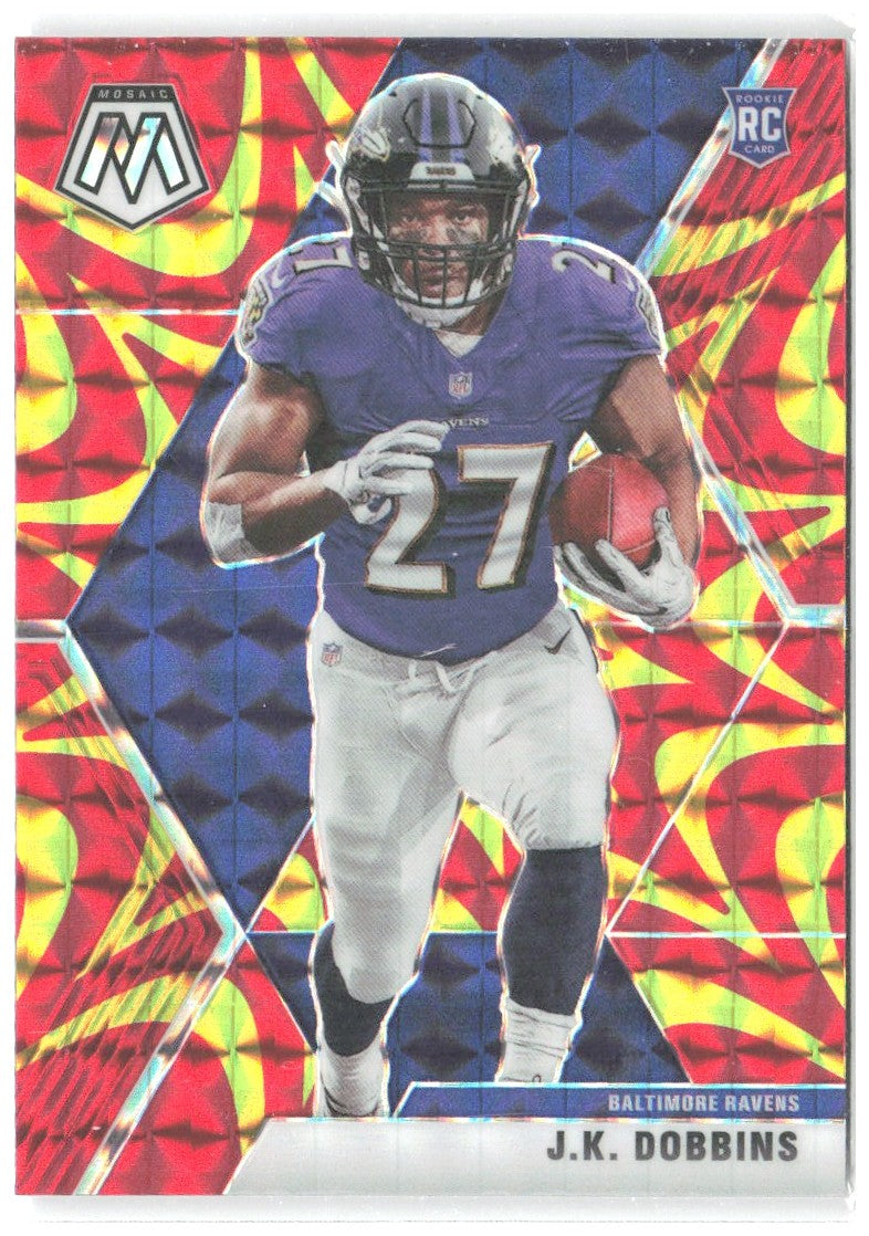 J.K. Dobbins Panini Mosaic - Prizm Reactive Gold 223 2020 Baltimore Ravens