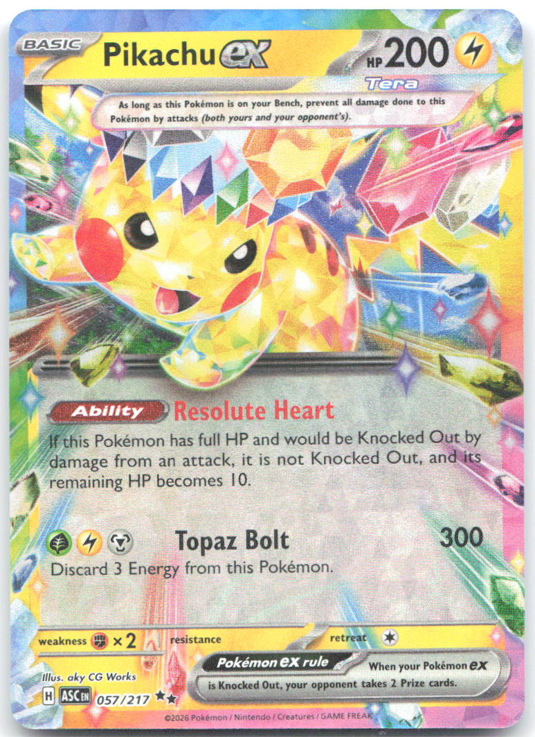 Pikachu ex 057 217 Holo Double Rare ME: Ascended Heroes 057/217 NM aky CG Works