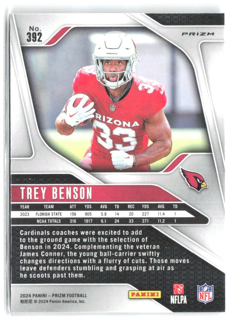 Trey Benson Panini Prizm - Red White and Blue 392 2024 Arizona Cardinals