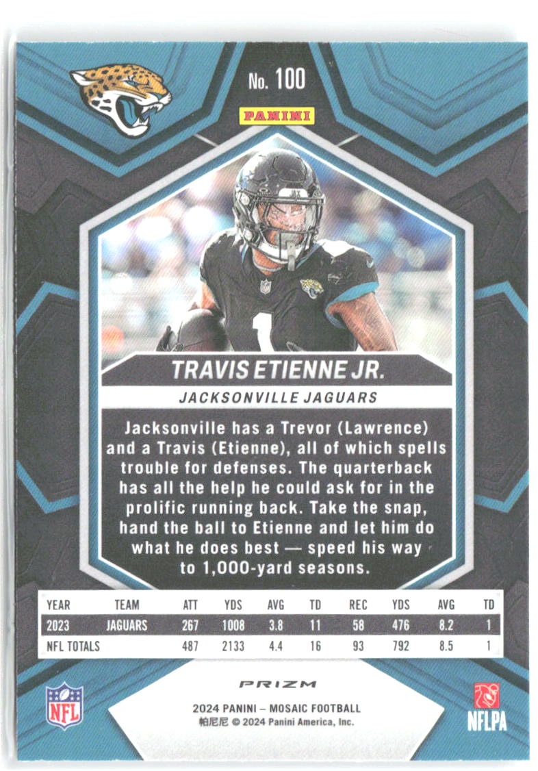 Travis Etienne Jr. Panini Mosaic - Mosaic 100 2024 Jacksonville Jaguars