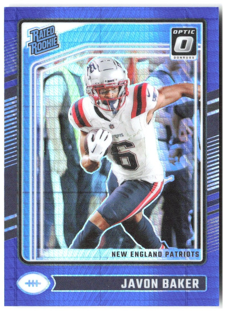 Javon Baker Donruss Optic - Blue Hyper 245 2024 New England Patriots