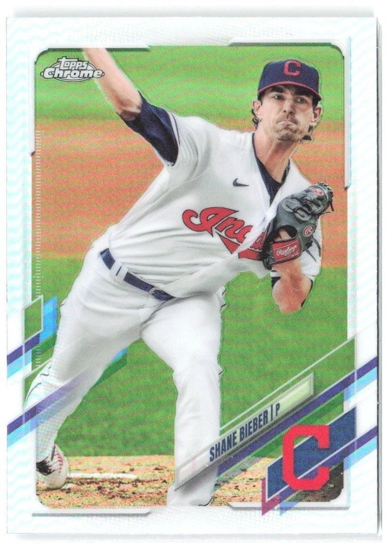 Shane Bieber Topps Chrome - Refractor 198 2021 Cleveland Indians