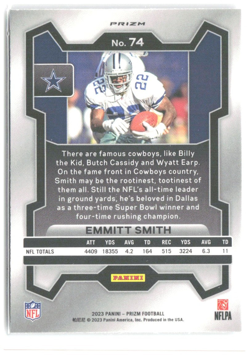 Emmitt Smith Panini Prizm - Silver 74 2023 Dallas Cowboys