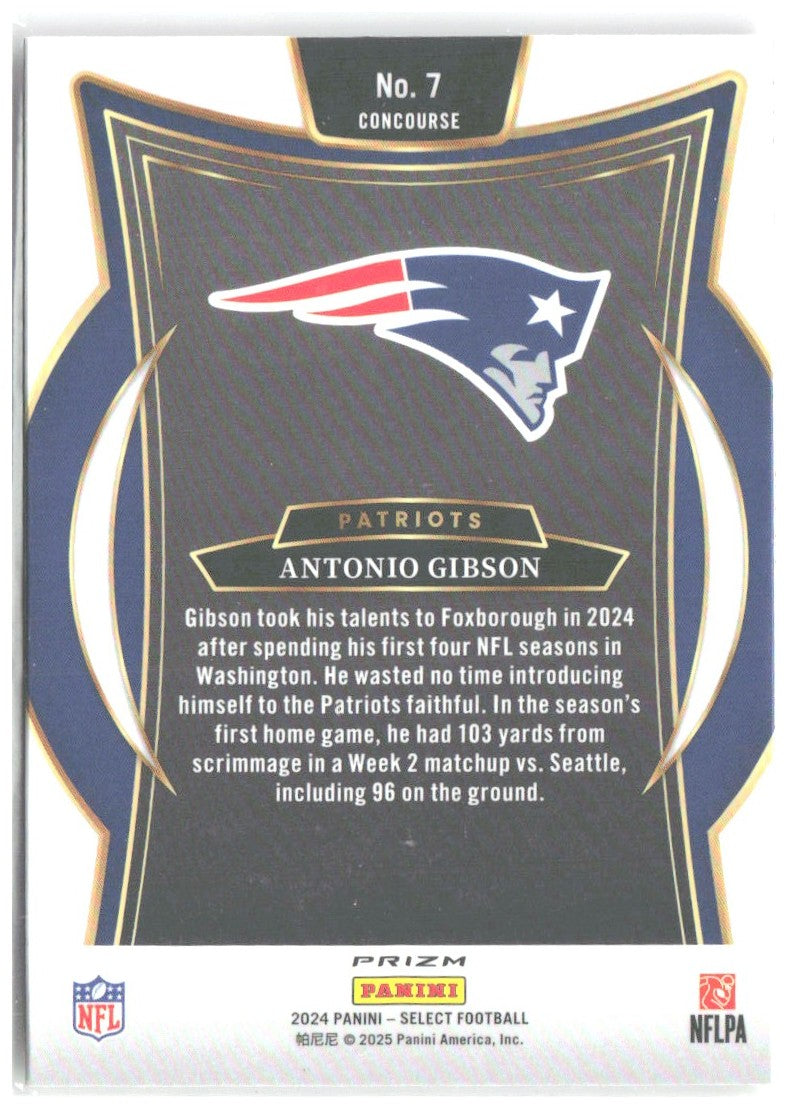 Antonio Gibson Select - Red & Yellow Prizm Shock 7 2024 New England Patriots