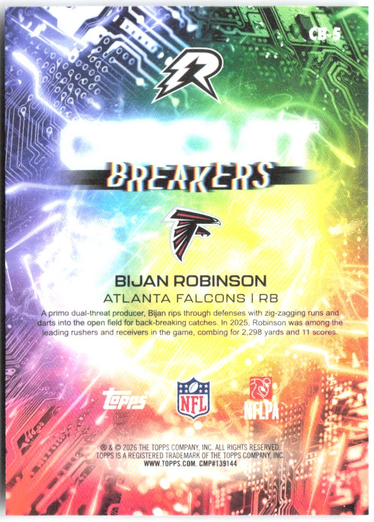 Bijan Robinson Topps Resurgence - Circuit Breakers Refractor CB-5 2025 Falcons
