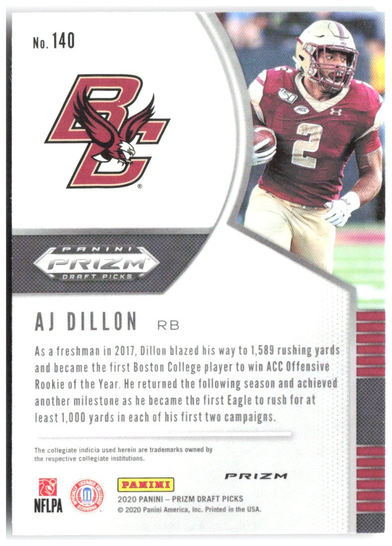 AJ Dillon Panini Prizm Draft Picks - Prizms Red 140 2020 Boston College Eagles