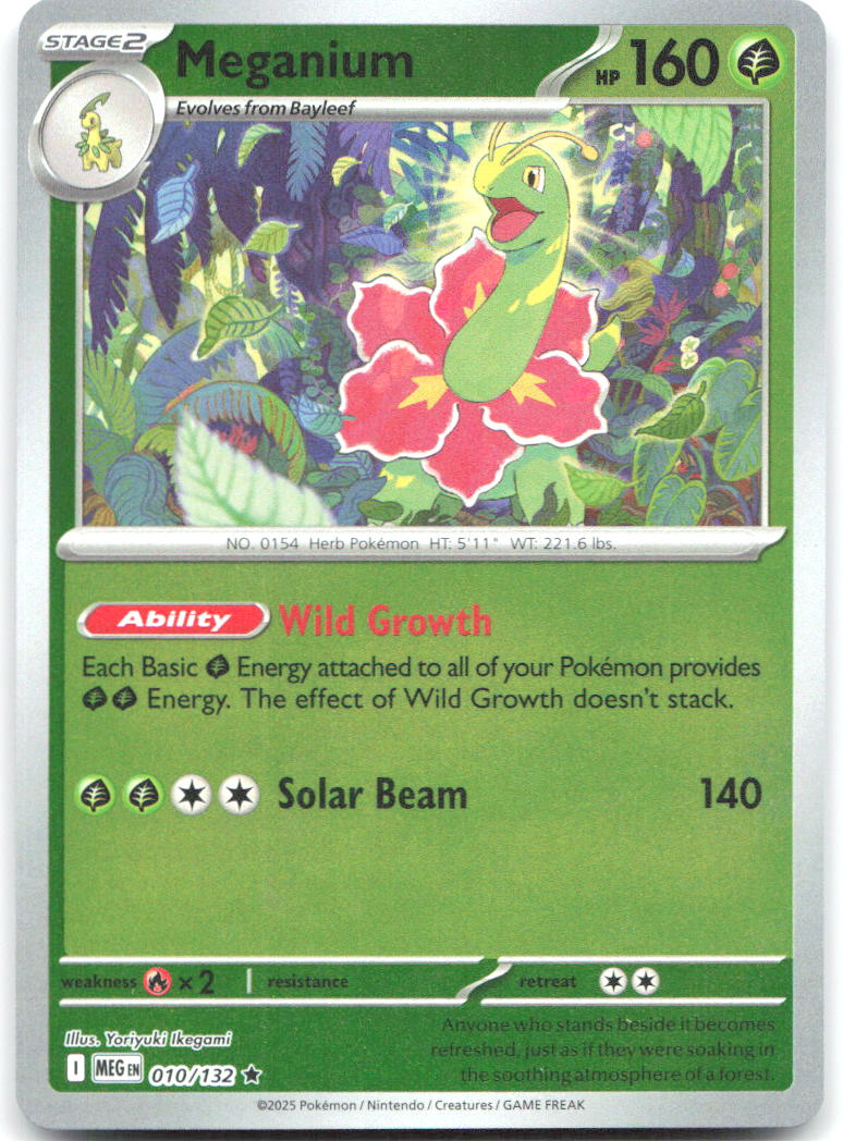 Meganium Reverse Holo Rare ME01: Mega Evolution 010/132 NM Yoriyuki Ikegami