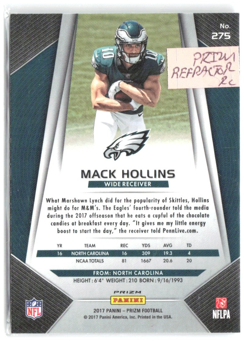 Mack Hollins Panini Prizm - Prizm 275 2017 Philadelphia Eagles