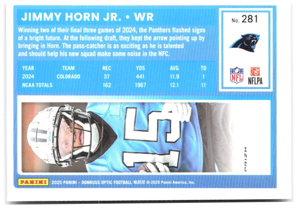 Jimmy Horn Jr. Donruss Optic - Pink 281 2025 Carolina Panthers