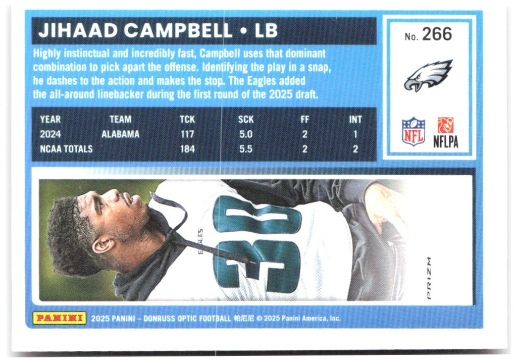 Jihaad Campbell Donruss Optic - Pink 266 2025 Philadelphia Eagles