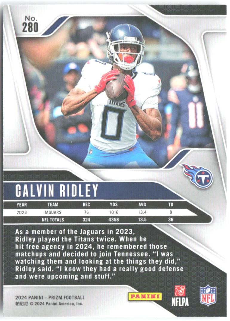 Calvin Ridley Panini Prizm 280 2024 Tennessee Titans