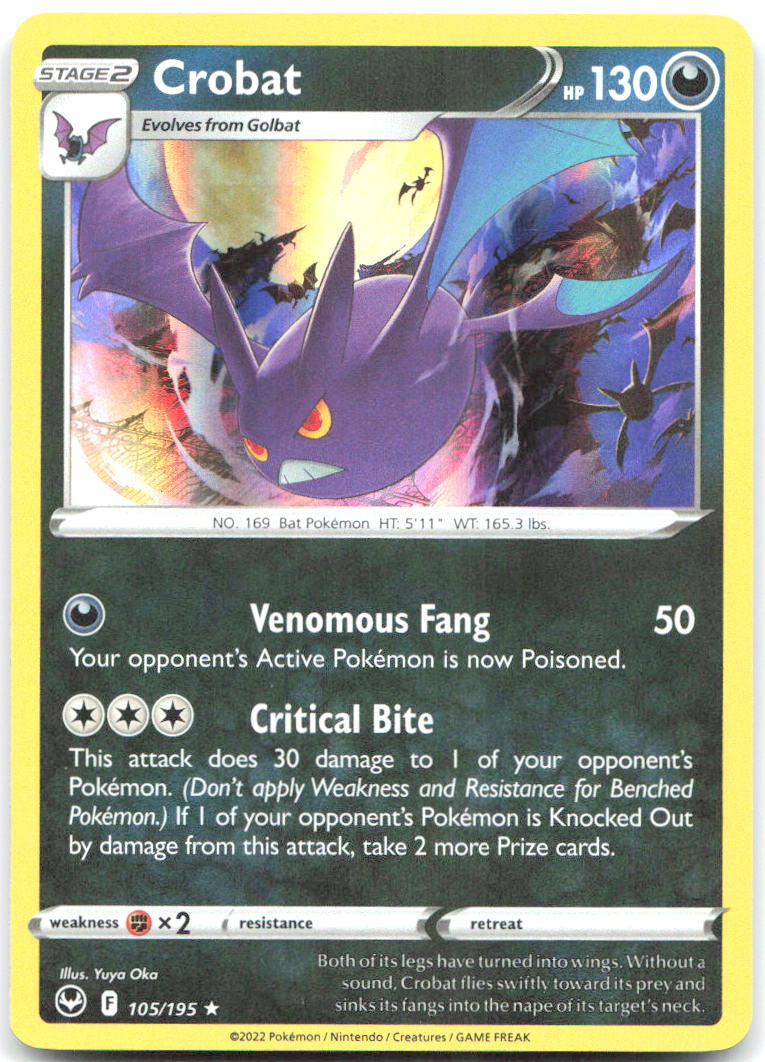 Crobat Holo Rare SWSH12 Silver Tempest 105/195 NM Yuya Oka