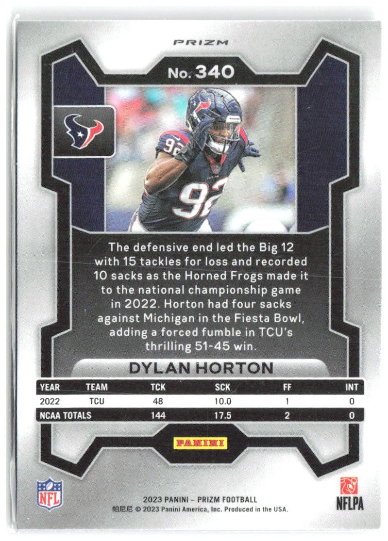 Dylan Horton Panini Prizm - Silver 340 2023 Houston Texans