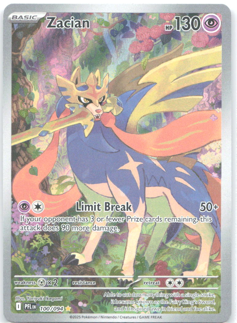 Zacian 100 094 Holo Illustration Rare ME02: Phantasmal Flames 100/094 NM Yoriyuki Ikegami