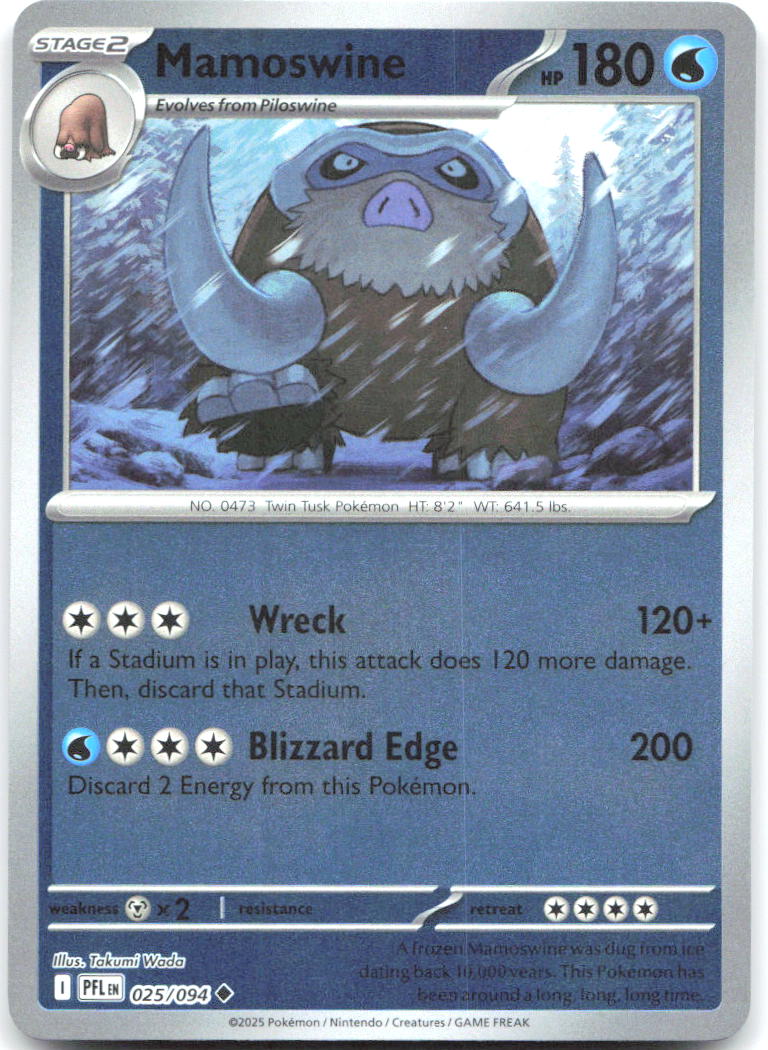Mamoswine Reverse Holo Uncommon ME02 Phantasmal Flames 025/094 NM Takumi Wada