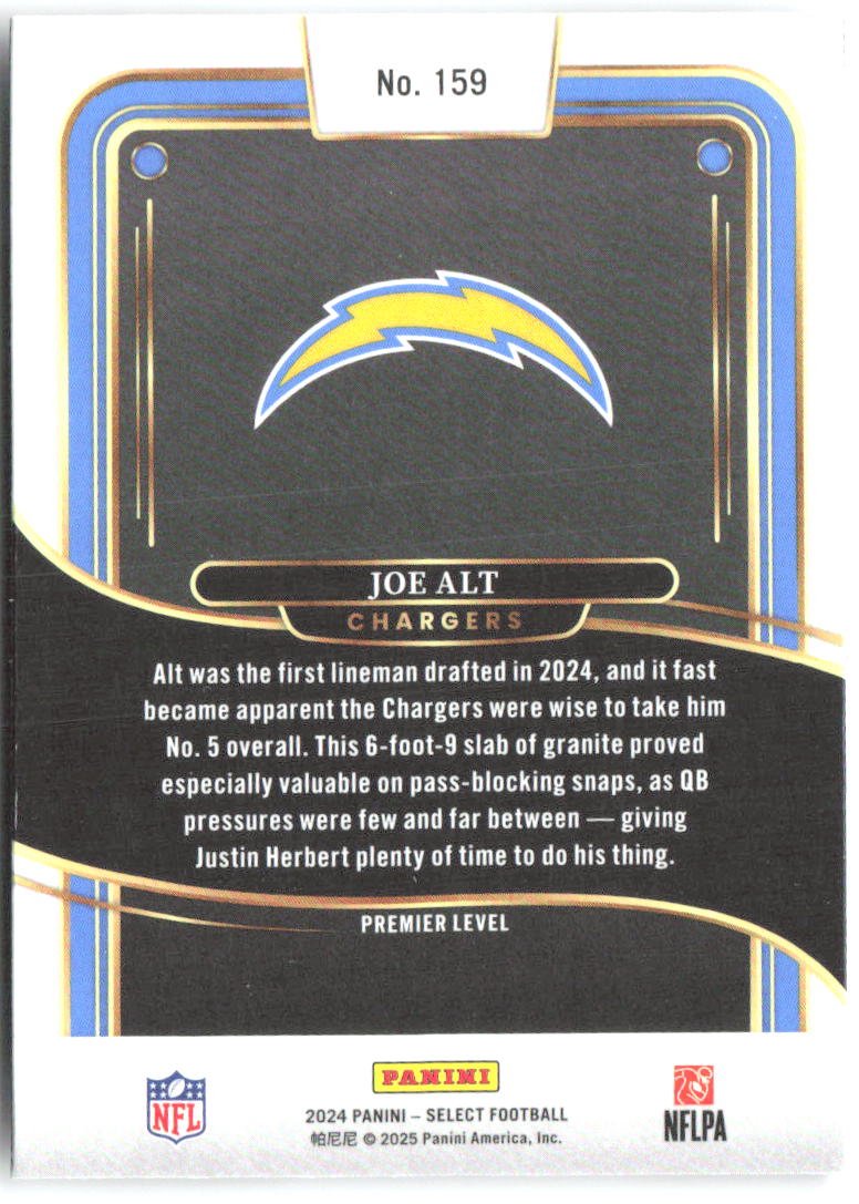 Joe Alt Panini Select 159 2024 Los Angeles Chargers RC