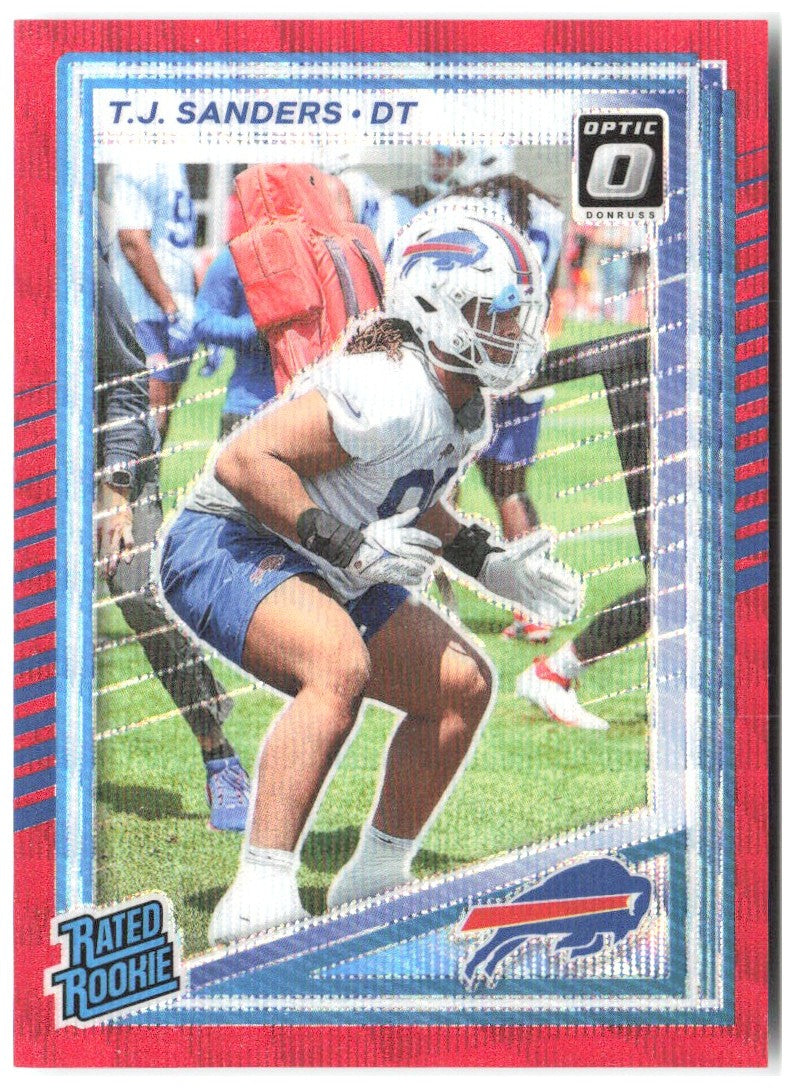 T.J. Sanders Donruss Optic Rated Rookies Preview Red Wave 351 2025 Buffalo Bills