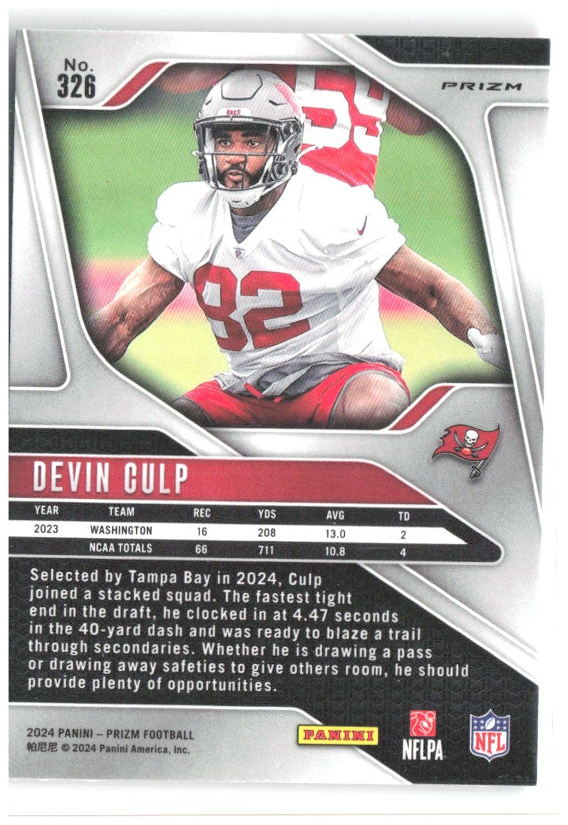 Devin Culp Panini Prizm - Disco 326 2024 Tampa Bay Buccaneers
