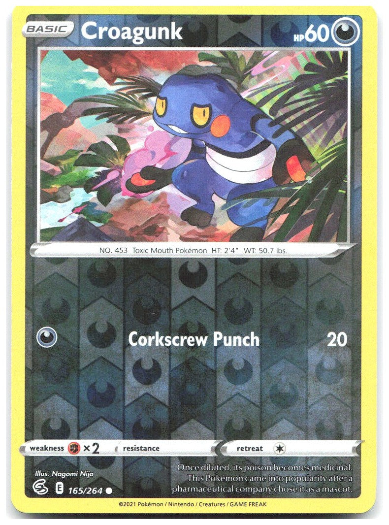 Croagunk Reverse Holo Common SWSH08 Fusion Strike 165/264 NM Nagomi Nijo