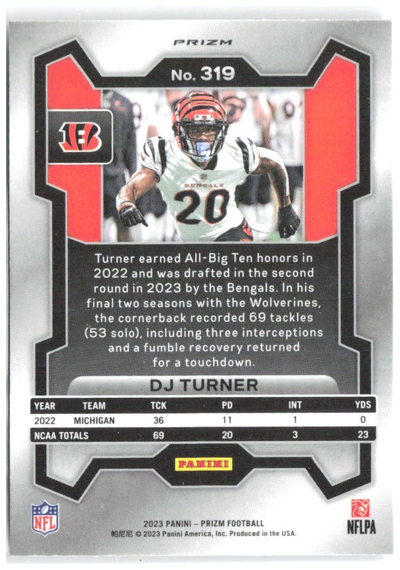 DJ Turner Panini Prizm - Silver 319 2023 Cincinnati Bengals