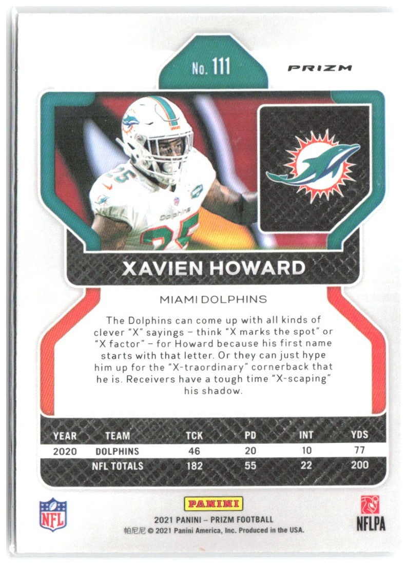 Xavien Howard Panini Prizm - Silver 111 2021 Miami Dolphins