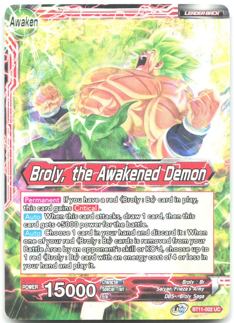 Broly // Broly the Awakened Demon Uncommon Vermilion Bloodline BT11 002 NM