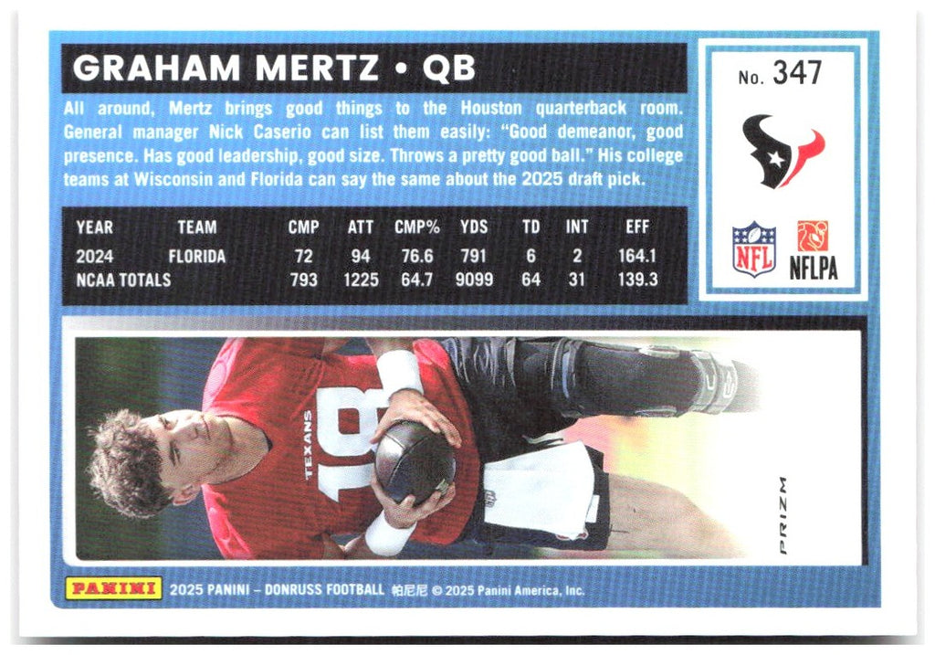 Graham Mertz Donruss - Optic Rated Rookies Red Wave 347 2025 Houston Texans