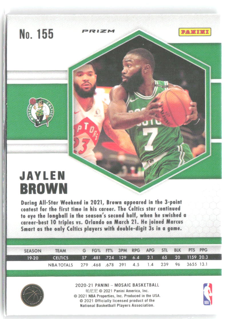 Jaylen Brown Panini Mosaic - Mosaic Camo Pink 155 2020-21 Boston Celtics