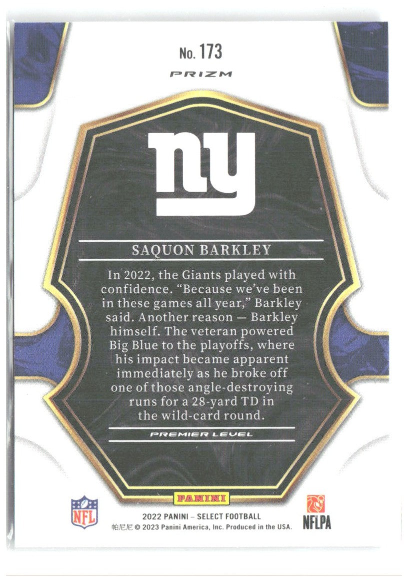 Saquon Barkley Panini Select - Silver Prizm 173 2022 New York Giants