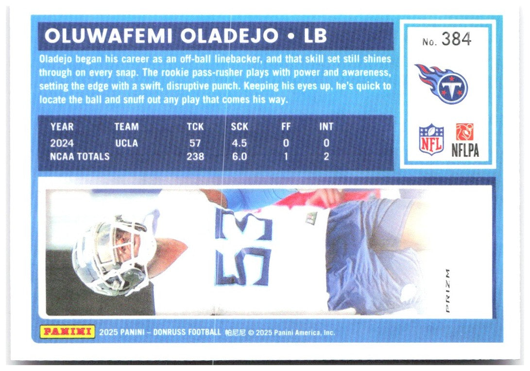 Oluwafemi Oladejo Donruss - Optic Rated Rookies Pink 384 2025 Tennessee Titans