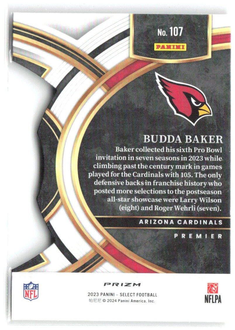 Budda Baker Select - Red and Yellow Prizms Die Cuts 107 2023 Arizona Cardinals