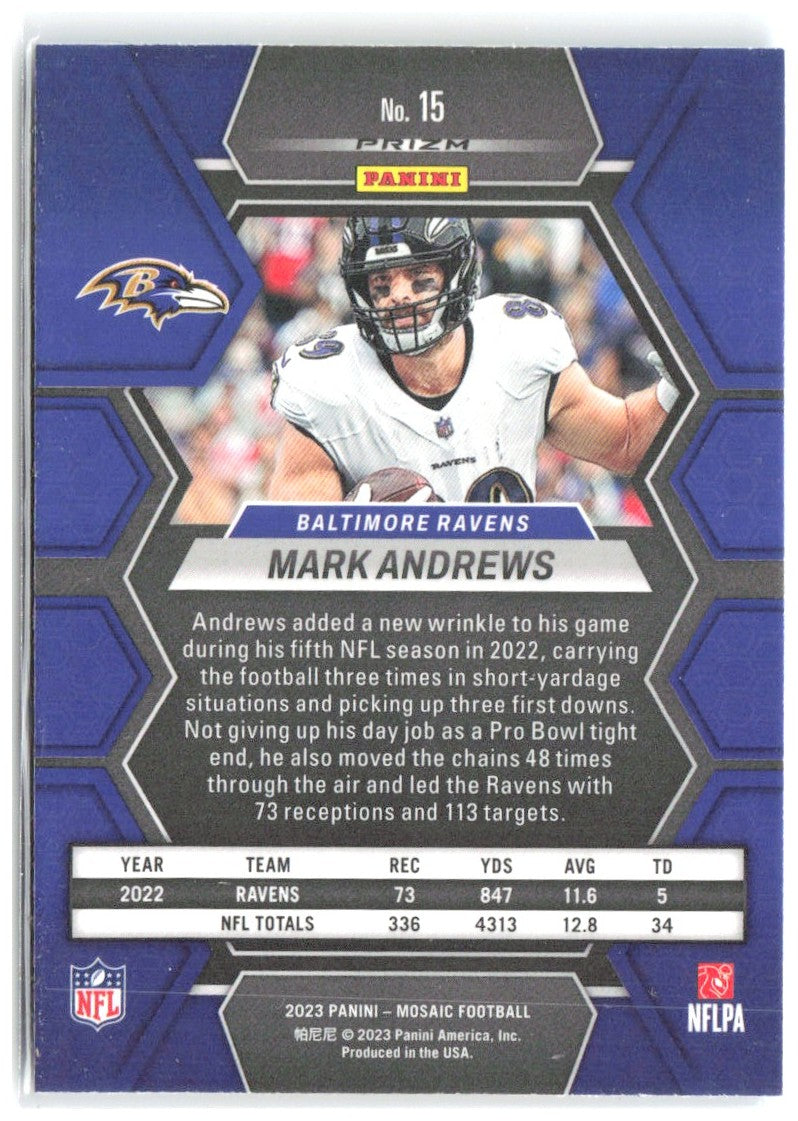 Mark Andrews Panini Mosaic - Reactive Blue Mosaic 15 2023 Baltimore Ravens