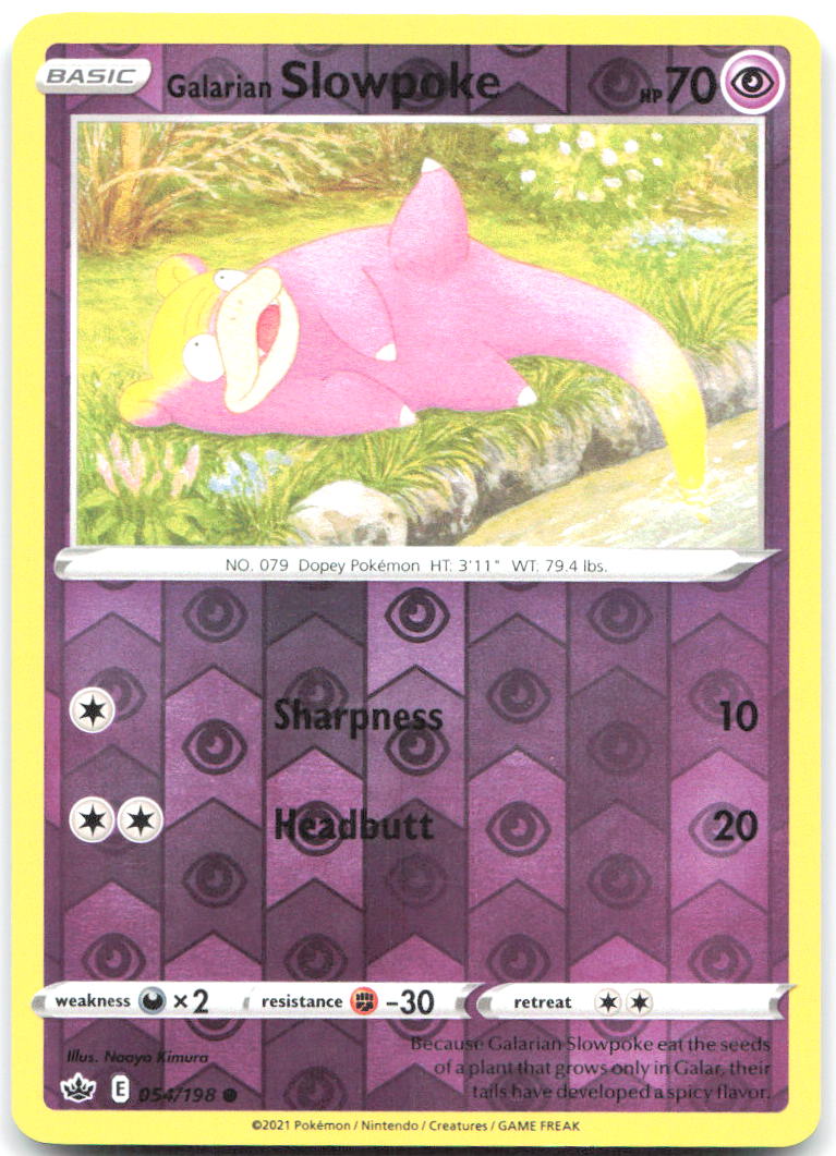 Galarian Slowpoke Reverse Holo SWSH06 Chilling Reign 054/198 NM Naoyo Kimura