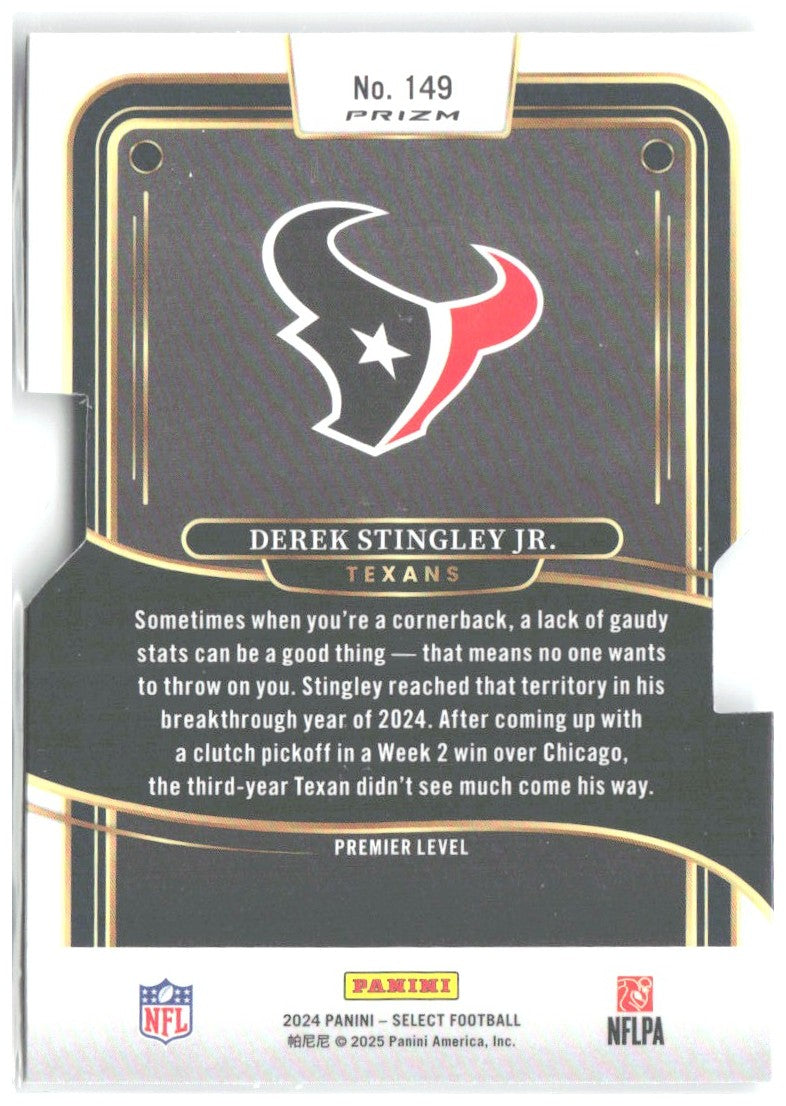 Derek Stingley Jr. Panini Select - Silver Prizm Die Cut 149 2024 Houston Texans