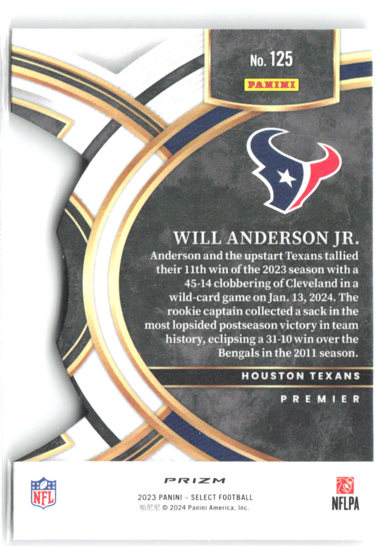 Will Anderson Jr. Panini Select - Silver Prizms Die Cuts 125 2023 Houston Texans