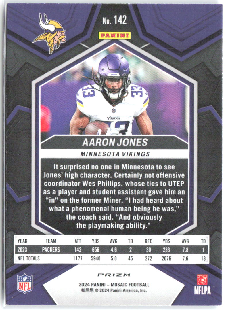 Aaron Jones Panini Mosaic - Mosaic Reactive Blue 142 2024 Minnesota Vikings