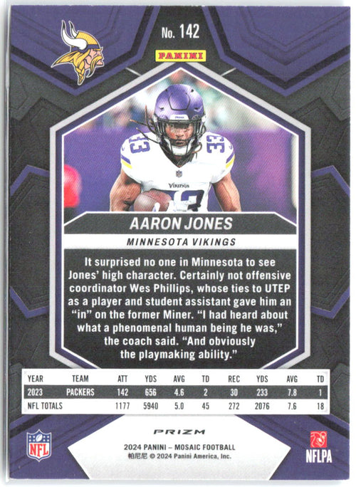 Aaron Jones Panini Mosaic - Mosaic Reactive Blue 142 2024 Minnesota Vikings