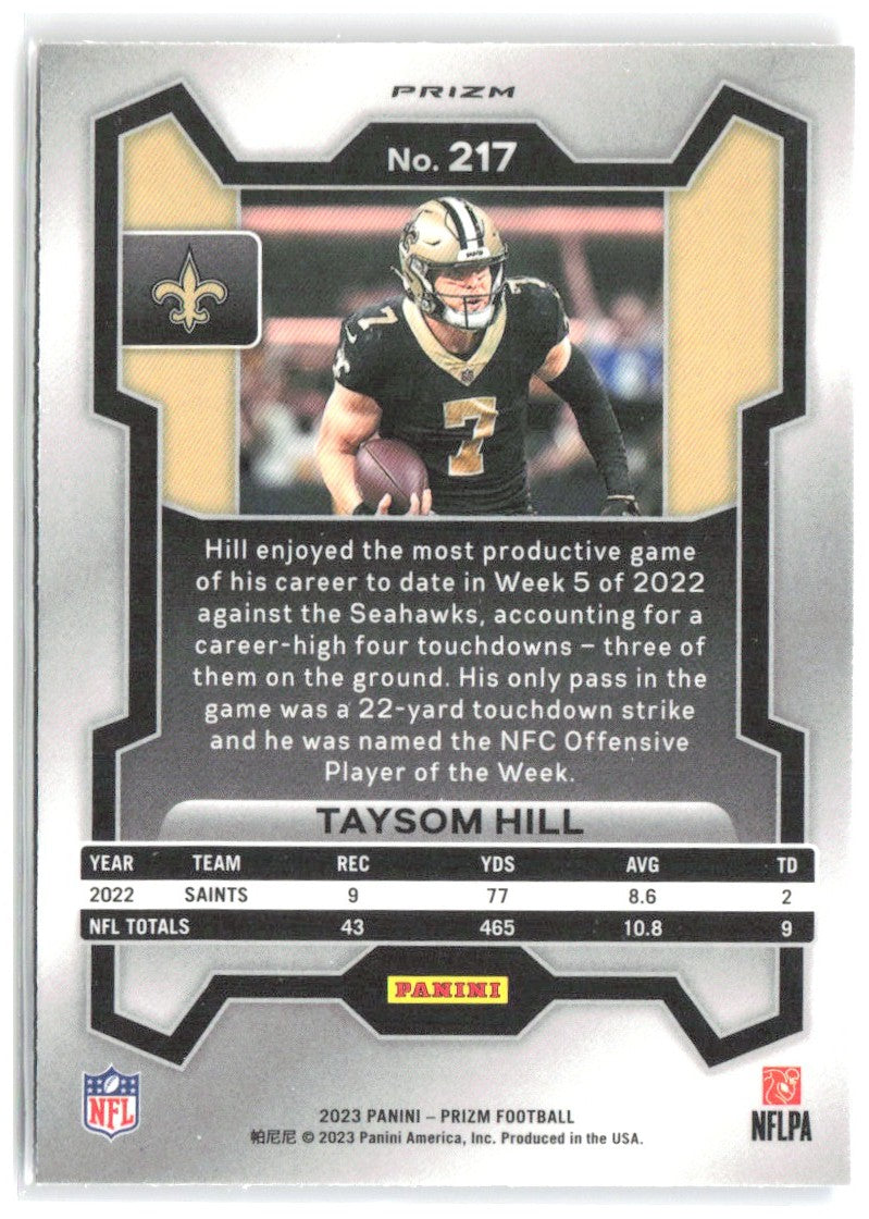 Taysom Hill Panini Prizm - Red White and Blue 217 2023 New Orleans Saints