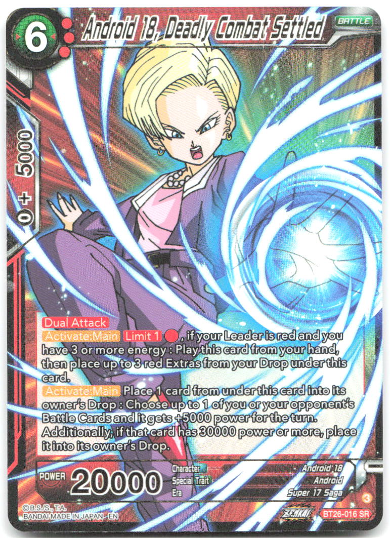 Android 18 Deadly Combat Settled Foil Super Rare Ultimate Advent Bt26 016 NM