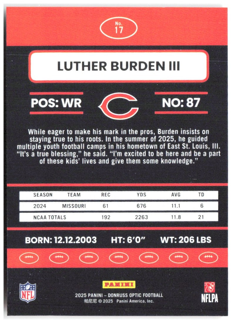 Luther Burden III Donruss Optic - 2015 Retro 17 2025 Chicago Bears