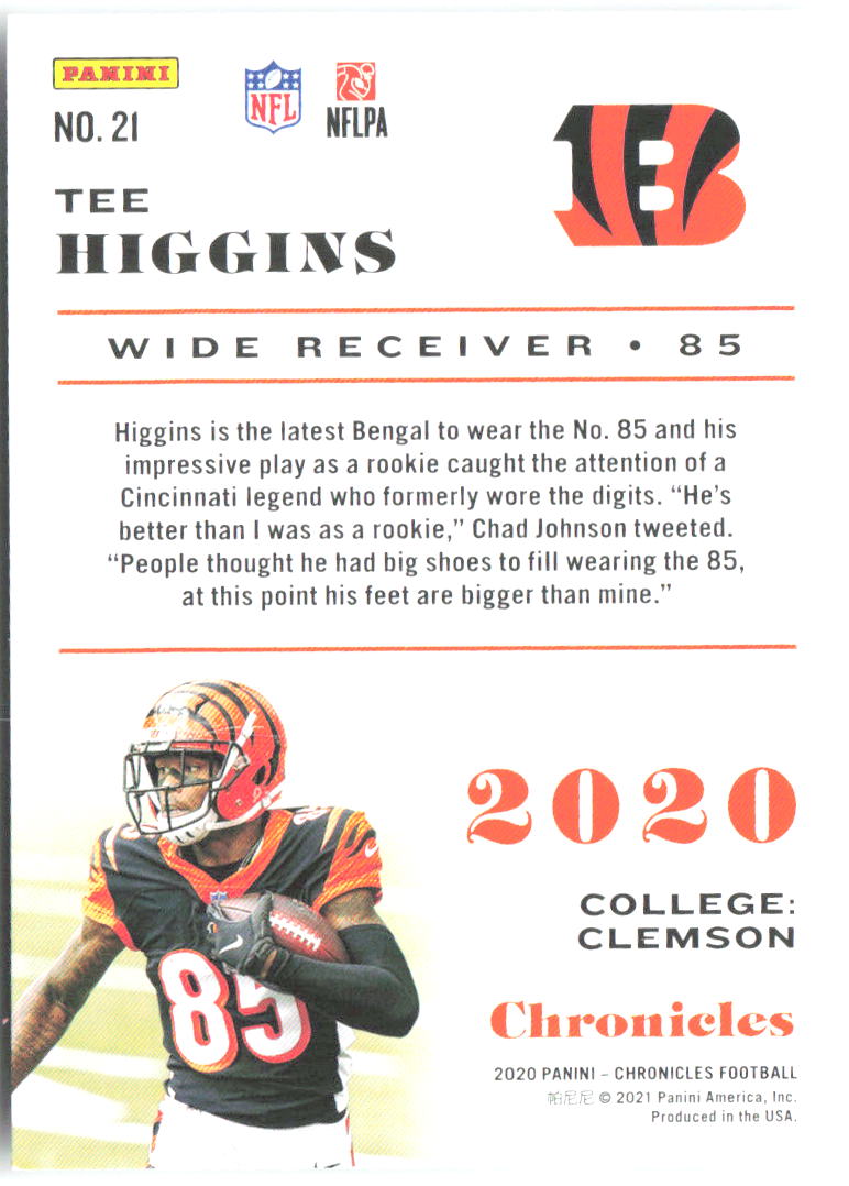 Tee Higgins Panini Chronicles 21 2020 Cincinnati Bengals RC