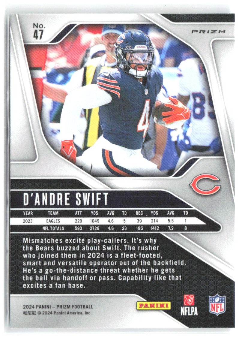 D'Andre Swift Panini Prizm - Red White and Blue 47 2024 Chicago Bears