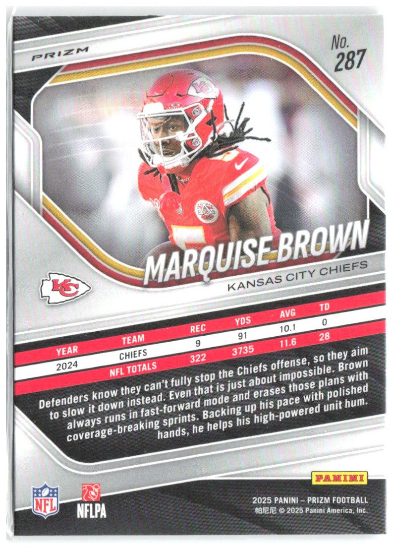 Marquise Brown Panini Prizm - Lazer 287 2025 Kansas City Chiefs