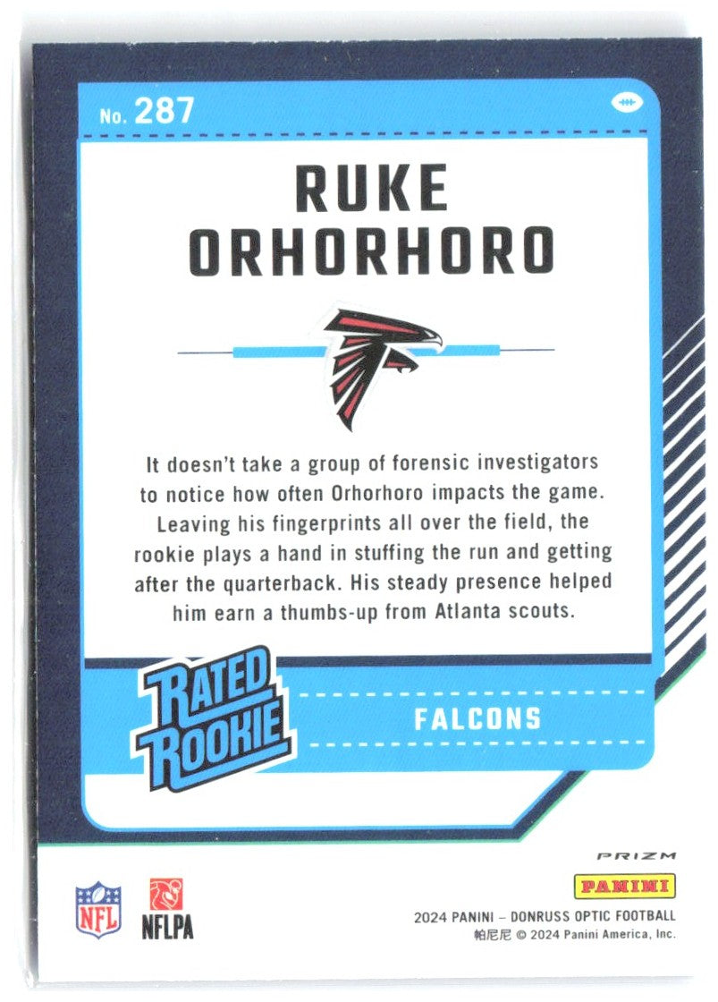Ruke Orhorhoro Donruss Optic - Blue Hyper 287 2024 Atlanta Falcons