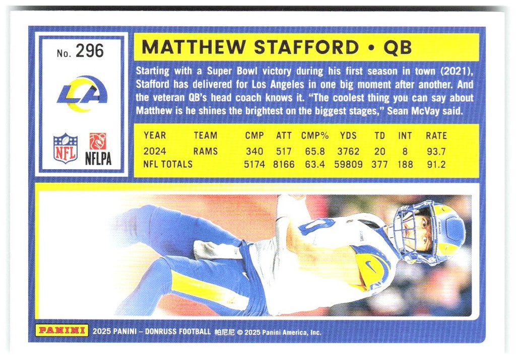 Matthew Stafford Donruss - Press Proofs Green 296 2025 Los Angeles Rams