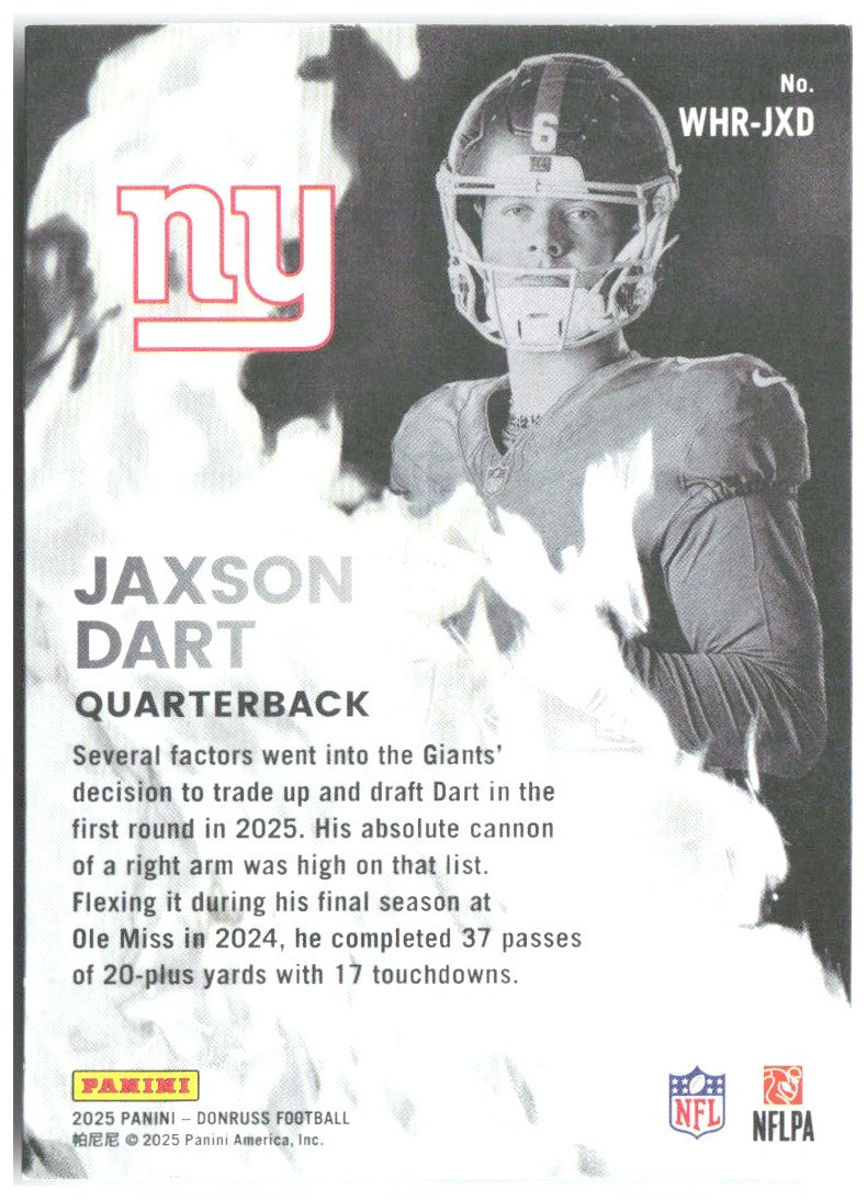 Jaxson Dart Donruss - White Hot Rookies WHR-JXD 2025 New York Giants