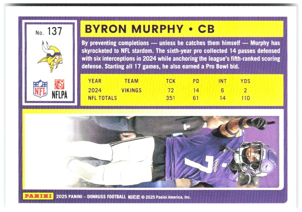 Byron Murphy Donruss - Press Proofs Green 137 2025 Minnesota Vikings