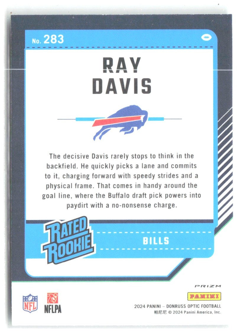 Ray Davis Donruss Optic - Green Hyper 283 2024 Buffalo Bills