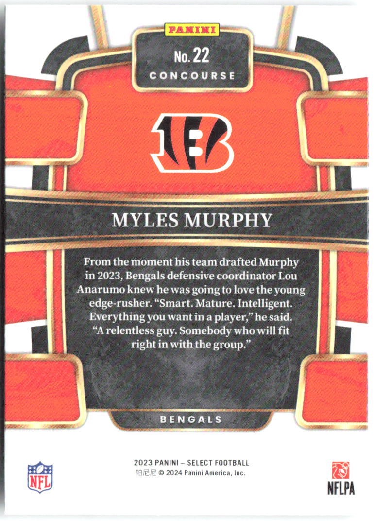 Myles Murphy Panini Select 22 2023 Cincinnati Bengals