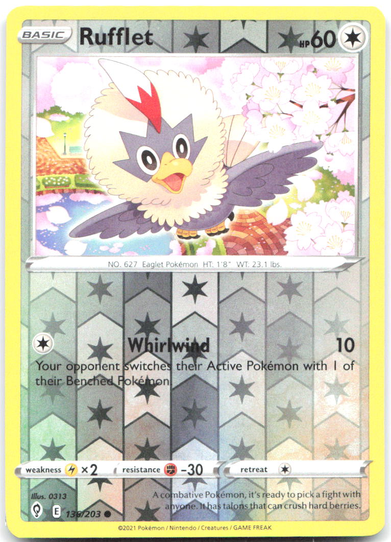Rufflet Reverse Holo Common SWSH07 Evolving Skies 136/203 NM 0313